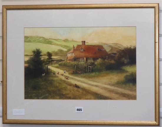 Neville Mardell, watercolour, Warningore Farms, South Downs, East Chiltington, signed and dated 97, 30 x 47cm